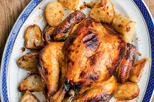 Honey roast chicken with outstanding roasties - 
