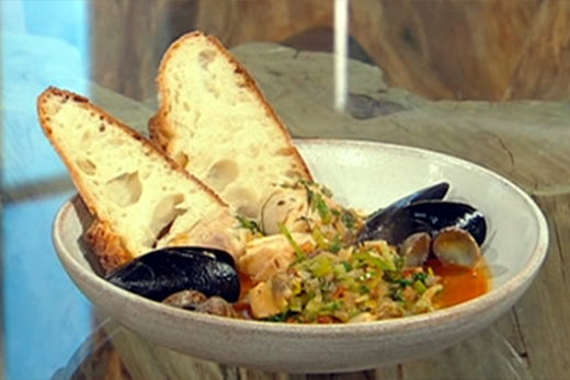Spiced haddock with mussels and clams